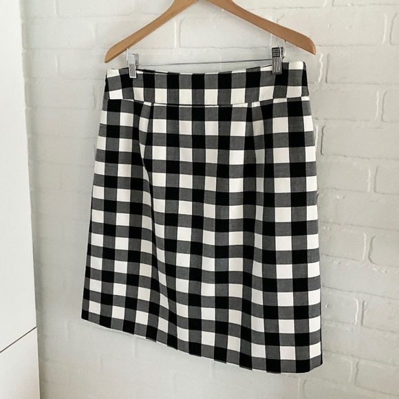 1901 Nordstrom A line skirt Gingham Black White Pockets Lined Like new Size 14 - Picture 7 of 10
